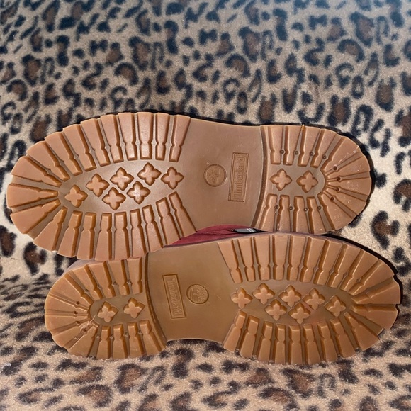 Timberland Boots Girls Size 3 Burgundy Boot Fur Timberland A1U5A Water Resistant - Picture 6 of 16